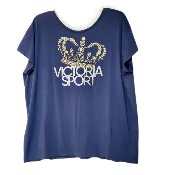 VS Victoria Sport Graphic Scoop Back T-shirt Blue XL - Picture 1 of 5